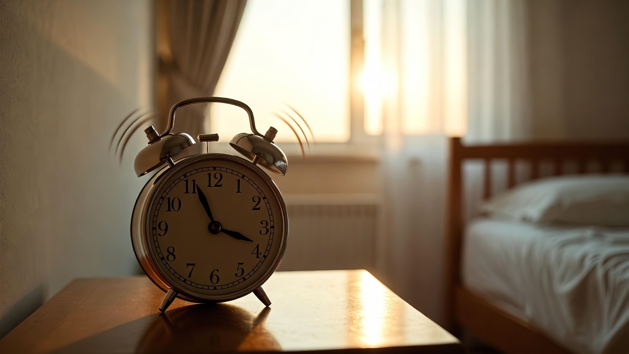 Alarm clock ringing in the morning to wake up early