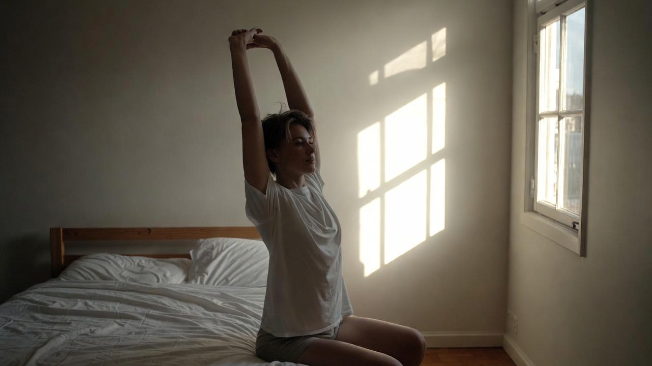 morning stretch after waking up early