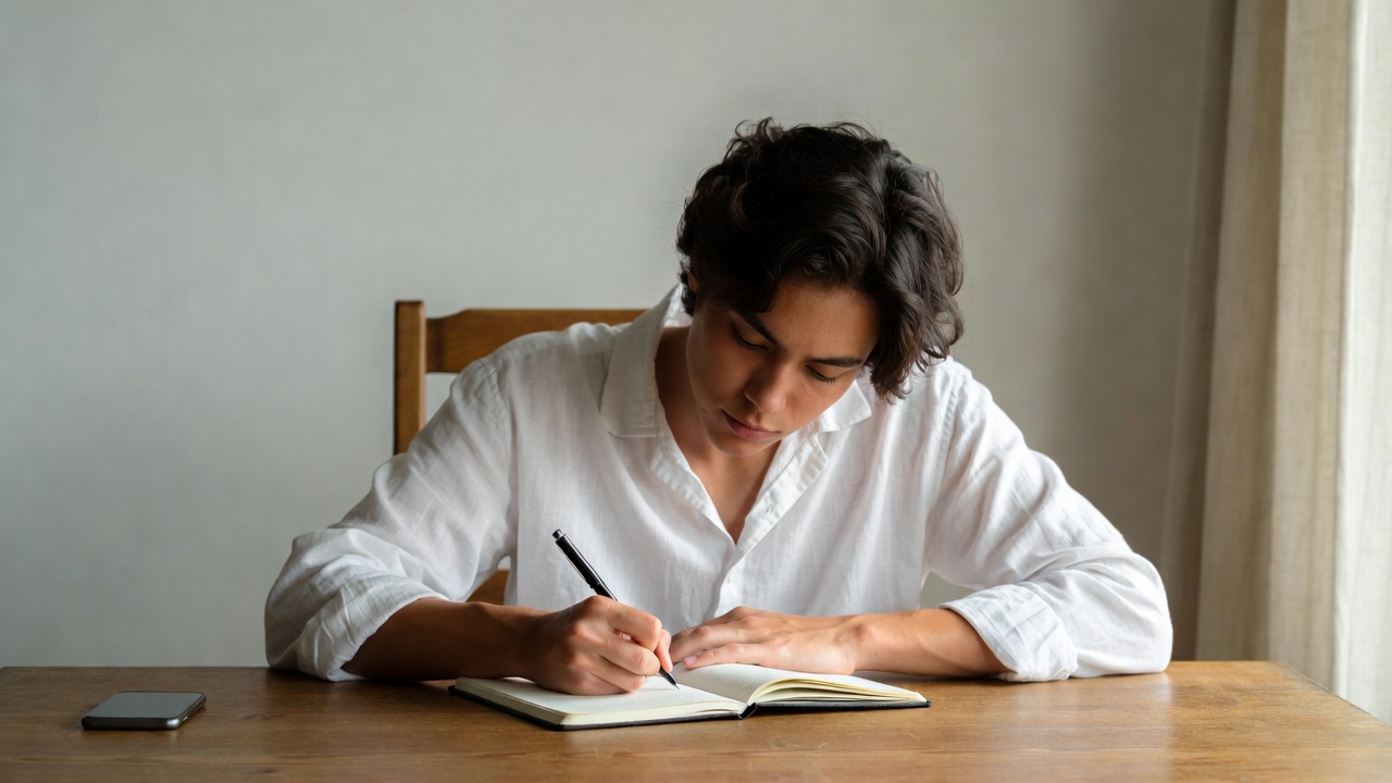 person practicing single-task focus while studying or working